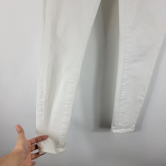 Paige Indio Zip Moto Zip Mid Rise Skinny White Jeans - Picture 4 of 9